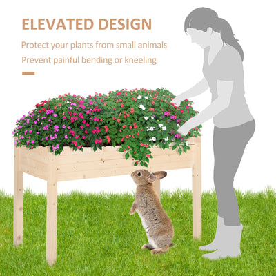 Elevated Natural Garden Plant Stand Outdoor Flower Bed Box Wooden