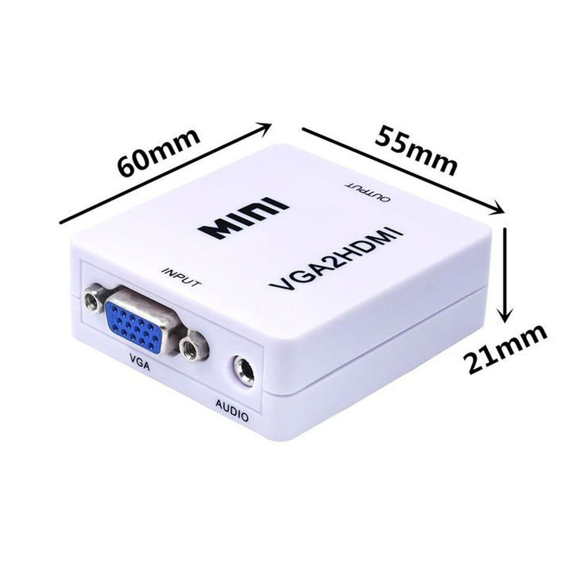 Mini VGA To HDMI Converter Box with HD 1080P Audio Adapter Connector for Laptop