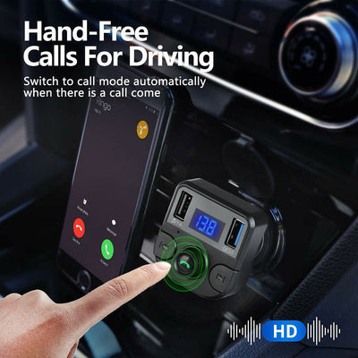 Bluetooth Music Player FM Transmitter w/ Hands-Free Calling& 2 USB Ports Charger