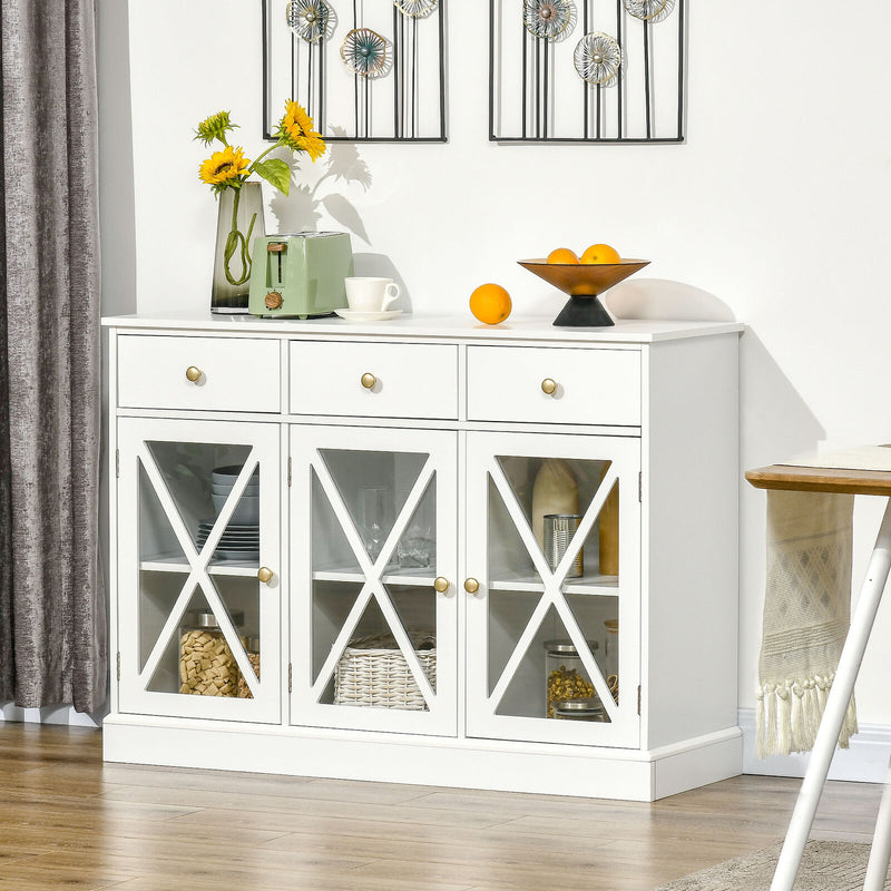 Farmhouse Style Kitchen Sideboard Serving Buffet Storage Cabinet w/ 3 Drawers