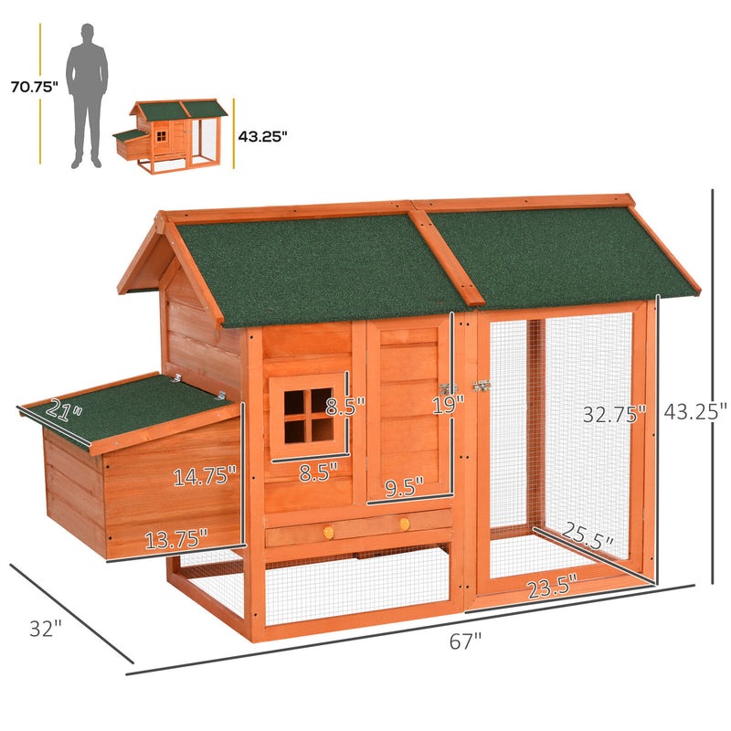 Wooden Chicken Enclosure Small Animal Habitat with Asphalt Roof Removable Tray 842525180214