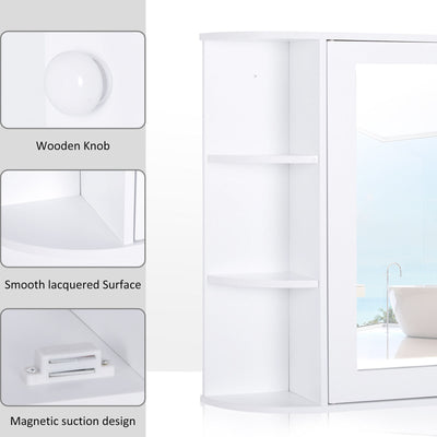 Wall Mounted Bathroom Medicine Cabinet Storage Organizer with Mirror Door