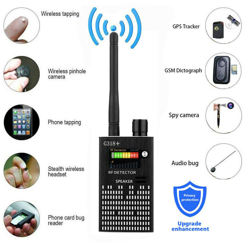 RF Signal Detector Bug Anti-Spy Detector Camera GSM Audio Bug Finder GPS Scan CA