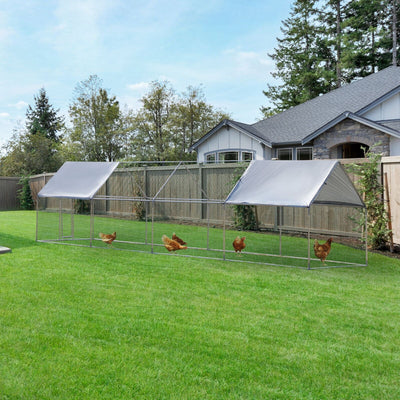 Large Metal Chicken Kennel 4 Room Cage with Lockable Door for Backyard Use