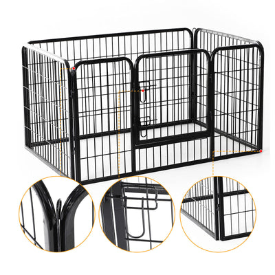 50" 4 Panel Black Pet Playpen  Heavy Duty Puppy Cat Dog Pen Large Iron