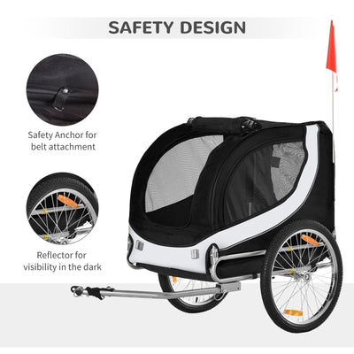 Pet Bike Trailer Dog Cat Travel Carrier Foldable Black