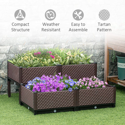 Set of 4 Raised Garden Bed DIY Elevated Planter Box with Self-Watering Design