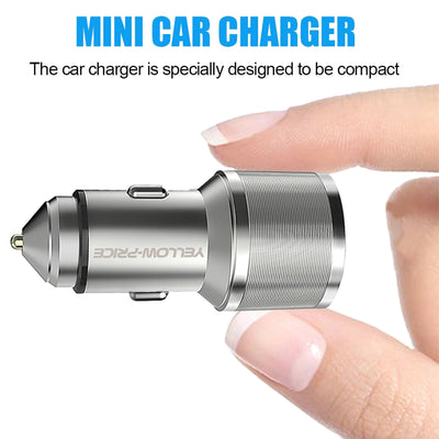 2-Ports 36W Total QC 3.0 5.4A Fast Car Charger + USB A to C Fast Charging Cable