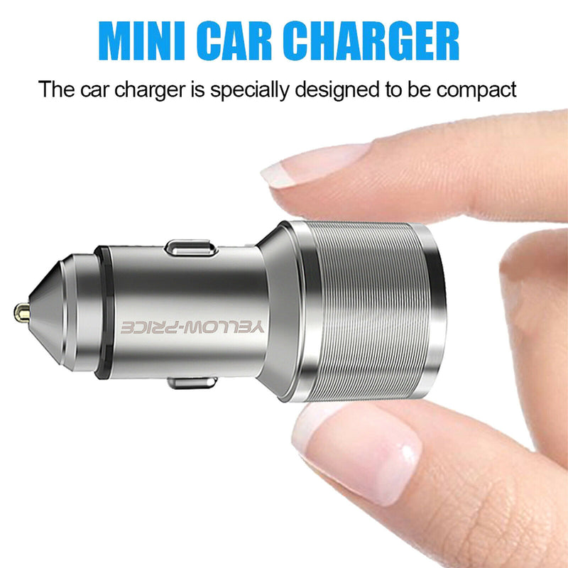 2-Ports 36W Total QC 3.0 5.4A Fast Car Charger + USB A to C Fast Charging Cable