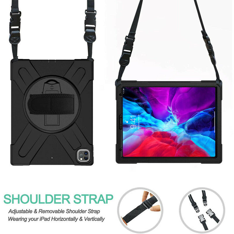 For iPad Pro 11" 12.9" inch 2020 Rotating Stand Case Cover w Hand Shoulder Strap