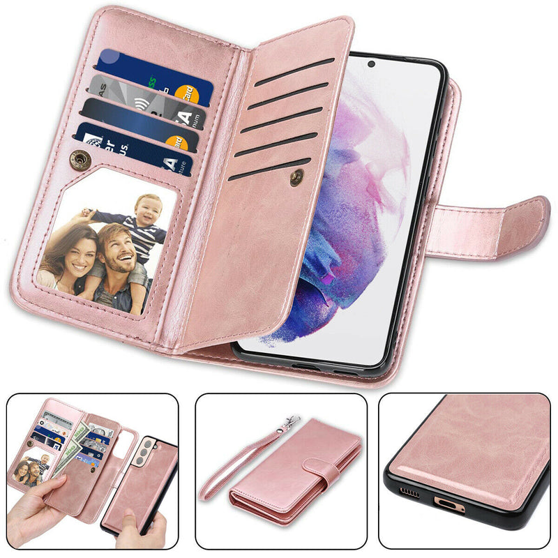 FOR Galaxy S21 Ultra 5G 6.8" Wallet Case Flip Cover with Card Slots&Wrist Strap