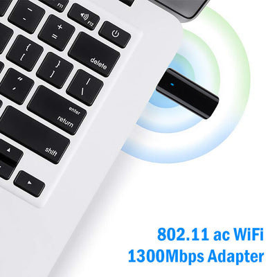 Ultra Fast & Stable 1300Mbps USB 3.0 WiFi Adapter 802.11 ac Dual Band 2.4/5.8GHz