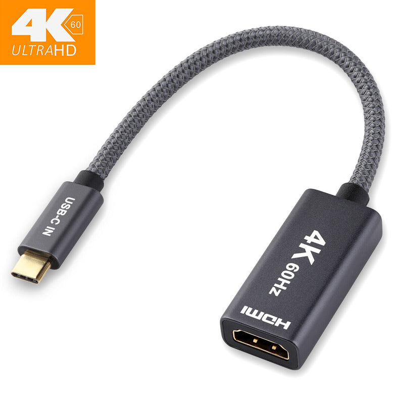 USB C to HDMI Adapter 4K@60Hz Cable [Thunderbolt 3 Compatible]+HDMI 2.0 HD Cable