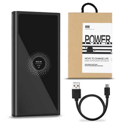 Power Bank 10000mAh [Cable&Wireless Version] with Type-C Micro Input, LCD Screen