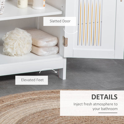 Bathroom Floor Cabinet, Freestanding Linen Cabinet, Storage Cupboard, White