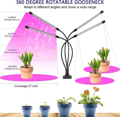 LED Plant Grow Light Gooseneck Dual Head Lamp Hydroponics Greenhouse Dimmable CA