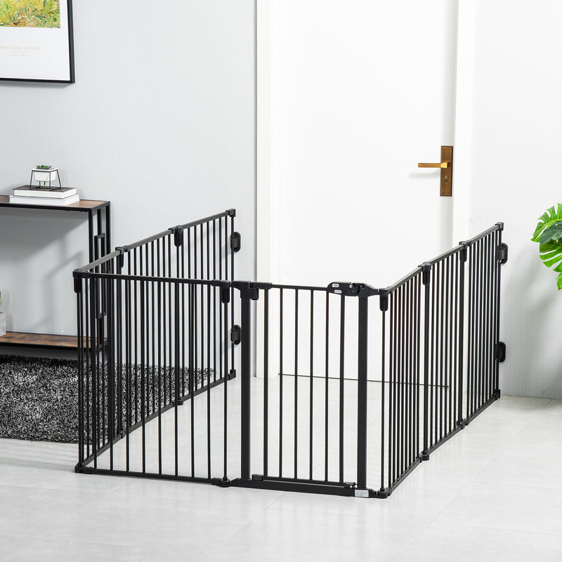 Pet Safety Gate 8-Panel Playpen Fireplace Christmas Tree Fence Stair Barrier