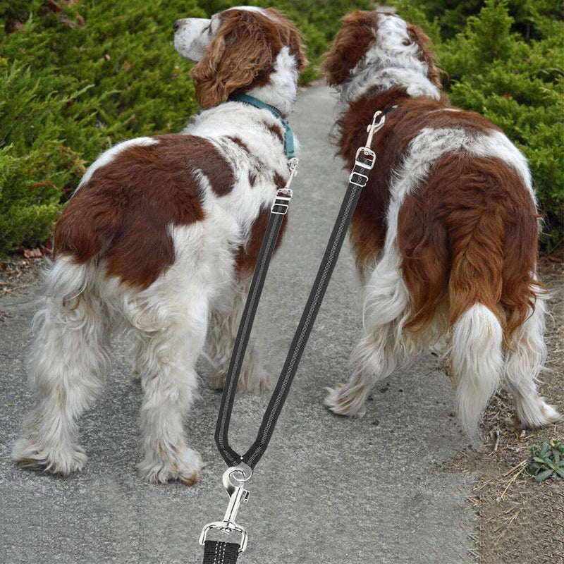 No Tangle Pet Dog Double Leashes - Comfortable, Shock Absorbing, Reflective CA