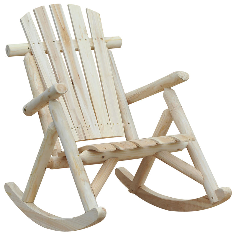 Outdoor Rustic Single Rocking Chair Adirondack Patio, Garden Chair, Burlywood