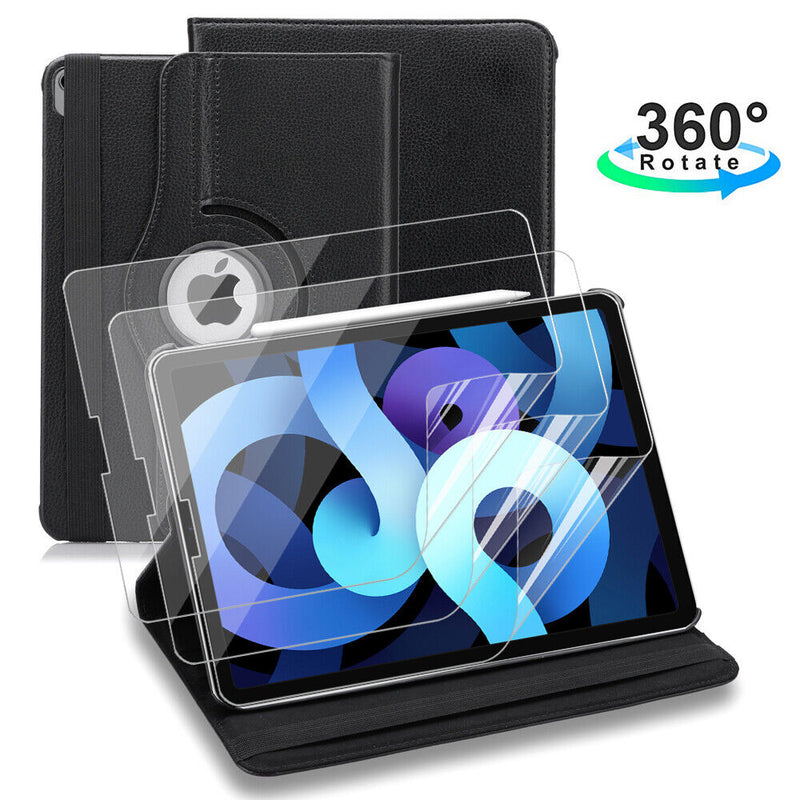 Rotating Multi-Angle Viewing Folio Stand Cover & Matte PET Film for iPad Air 4th