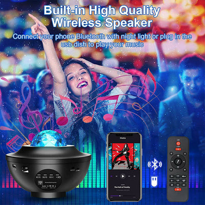 Star LED Galaxy Ocean Wave Projector Bluetooth Music Speaker for Baby Bedroom