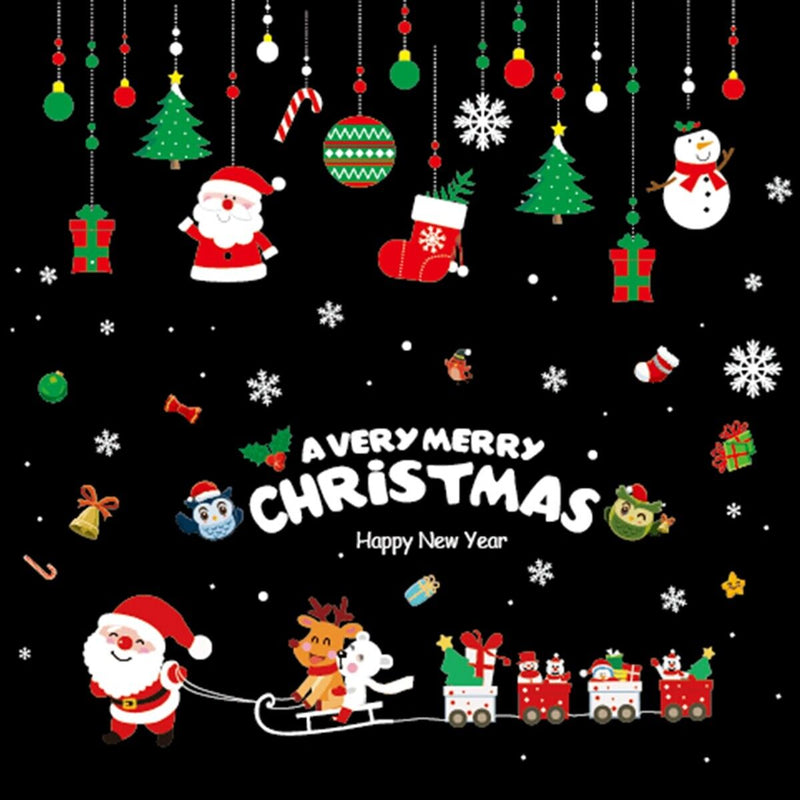 Christmas Removable PVC Window Decals Stickers w/ Xmas Cartoon Pattern [4 style]