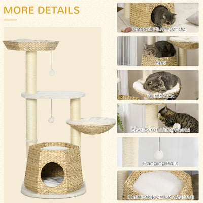 47&quot; Cat Tree Activity Center Climbing Toy w/ Scratching Posts, Balls Bed Condo