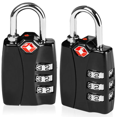 TSA Luggage Locks - 3 Digit Combination Steel Padlocks for Suitcases & Baggage