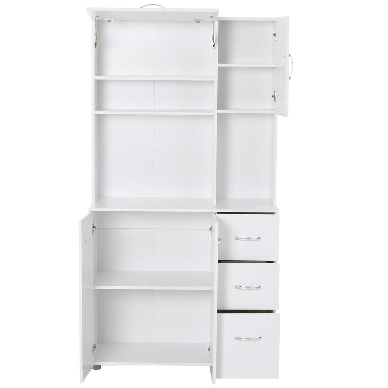 HOMCOM 66" Kitchen Storage Cabinet Microwave Oven Stand Pantry w/3 Drawers,White