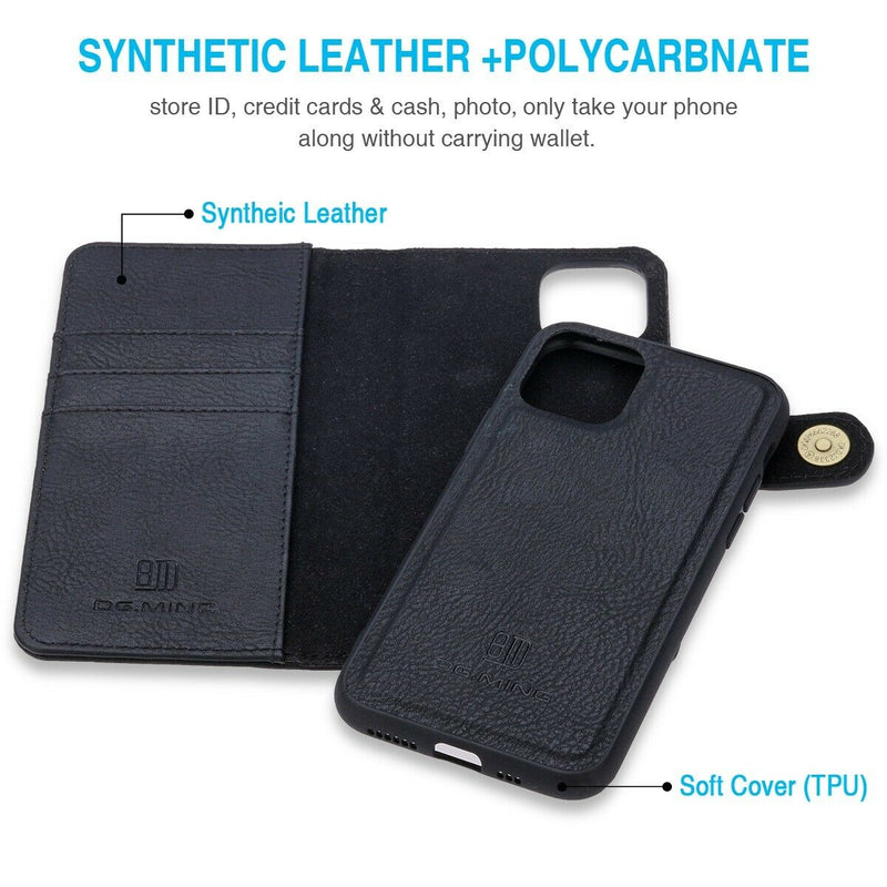 Luxury Leather Wallet Case & 2x Anti Blue Light Films For iPhone 13 Pro Max 6.7"