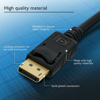 [1-5PCS] 6Feet DisplayPort to DisplayPort Cable Supports 4K UHD / 1080P FHD CA