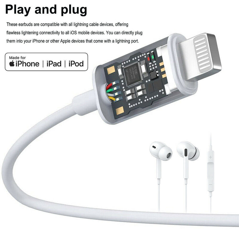 Noise Isolation Stereo Wired In-Ear Headphones w/Mic for Apple iPhone/iPad/iPod