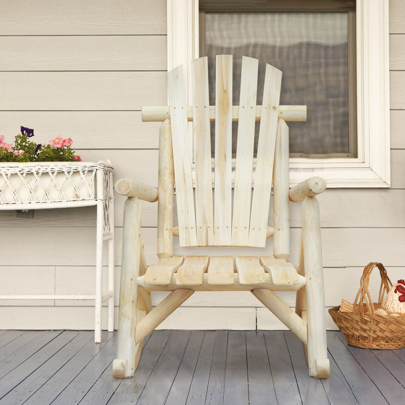 Outdoor Rustic Single Rocking Chair Adirondack Patio, Garden Chair, Burlywood