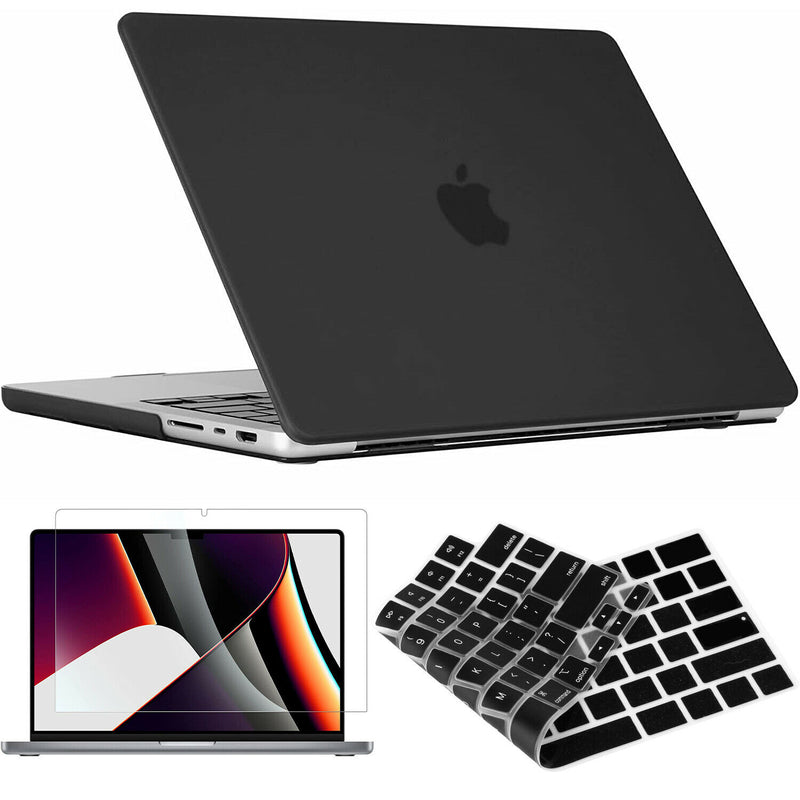 For MacBook Pro 14" 2021 [Matte Black] Hard Case&Keyboard Cover&Screen Protector