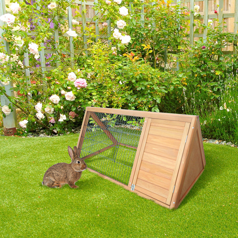 Outside Triangle Shaped Wooden Protective Pet House w/ Ventilating Wire, Yellow