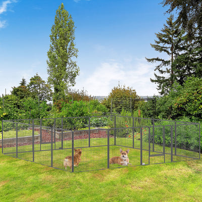 16 Panels Pet Playpen, 31.5" Heavy-Duty Dog Fence DIY Design w/ Doors, Latch