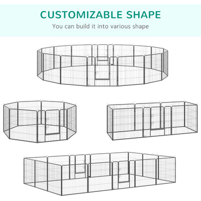 16 Panels Pet Playpen, 31.5" Heavy-Duty Dog Fence DIY Design w/ Doors, Latch