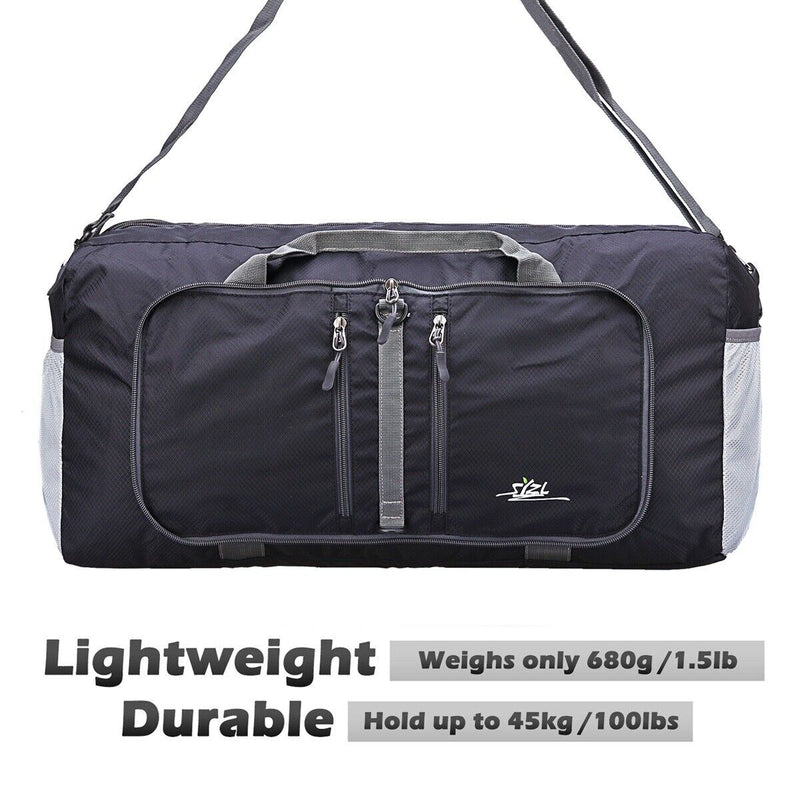 Foldable Duffle Bag 40L for Travel Gym Sports Lightweight Luggage Duffel, Black