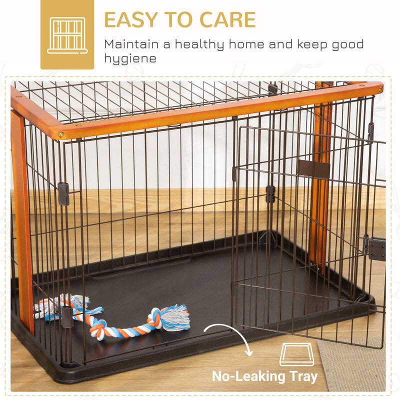 Steel Dog Crate Cage, Puppy Kennel, w/ Door, No Leak Tray, 35" x 22.5" x 23.5"