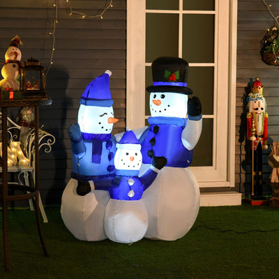 4FT Tall Large LED Lighted Christmas Inflatable Snowmen Holiday Decorations