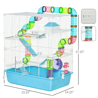 Extra Large Hamster Cage with Wheel, Portable Handles, Tubes and Tunnels System