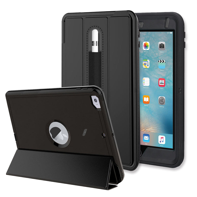 For Apple iPad 5 6 9.7", 7 10.2" Shockproof & Smart Rugged Trifold Stand Case