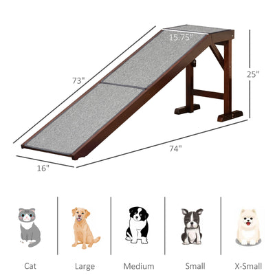 Pet Bed Ramp w/ Non-Slip Carpet &amp; Top Platform Older Dogs, 77lb. Weight Limit 842525175449