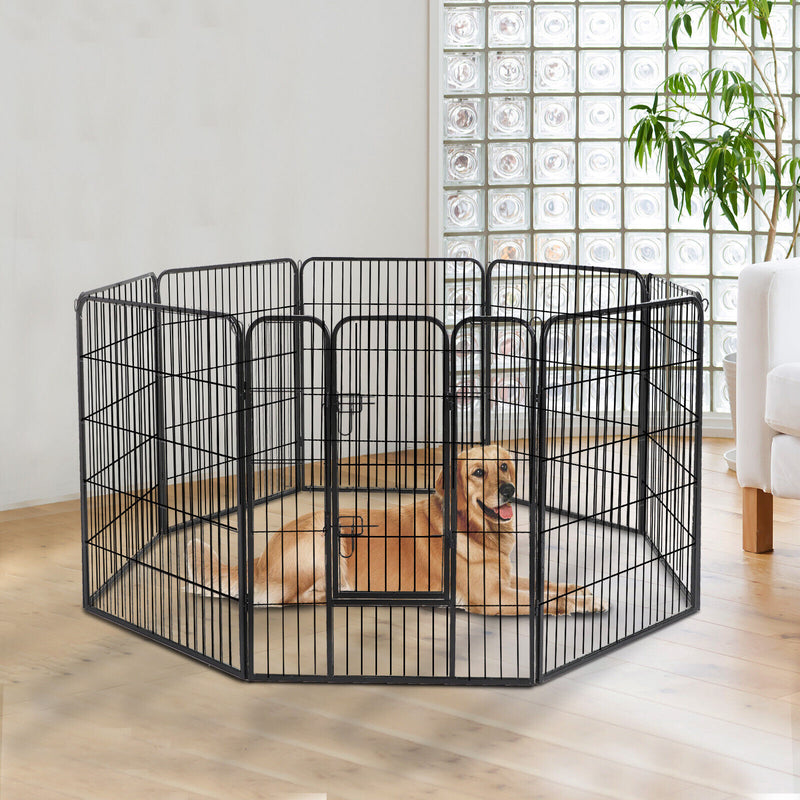 Heavy Duty Pet Playpen Dog Exercise Pen Cat Fence Black 8 Panel 24" 32" 39.4"