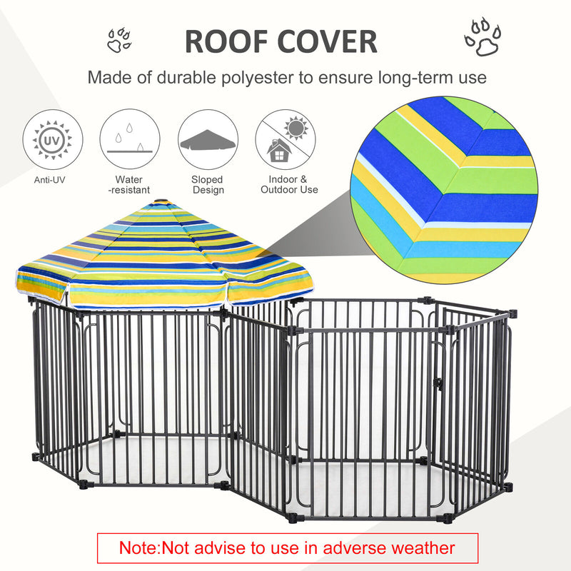 Metal Dog Kennel with Door &amp; Removable Cover 10 Panels for Indoor &amp; Outdoor Use 842525181518