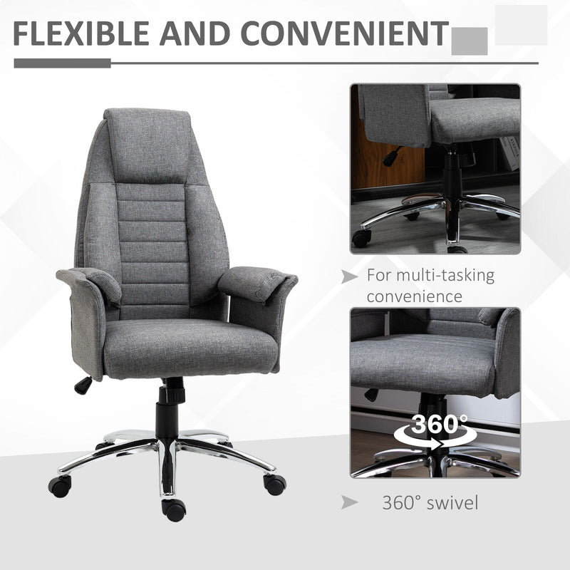 Executive Chair Office High Back Padded Swivel Computer Seat Ergonomic Grey