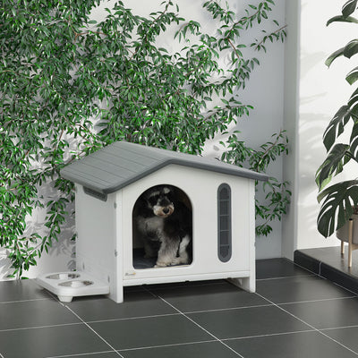 Plastic Dog House Small Dog House, W/ Door, Elevated Floor, Soft Cushion, White