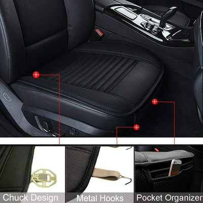 Wrapping Car Front Seat Cushion Cover Pad Mat for Auto with PU Leather(Black)