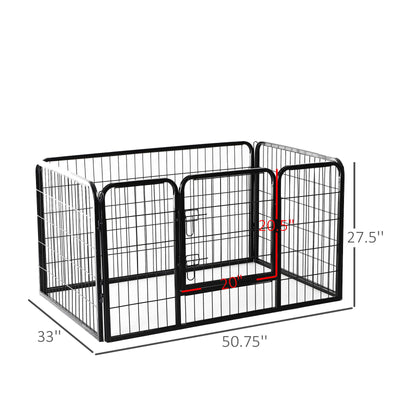 50" 4 Panel Black Pet Playpen  Heavy Duty Puppy Cat Dog Pen Large Iron