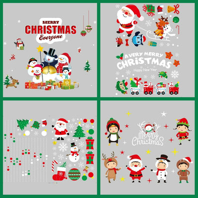 Christmas Removable PVC Window Decals Stickers w/ Xmas Cartoon Pattern [4 style]